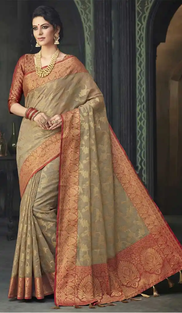 Scintillating Pink Color Kota Silk Woven Casual Saree | 376244929