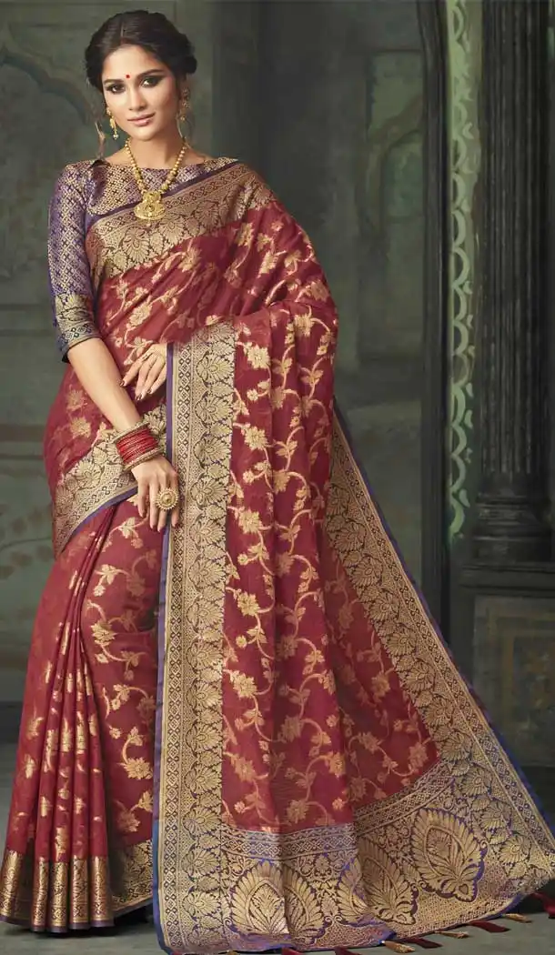 Ethnic Grey Color Kota Silk Woven Casual Saree | 376244930