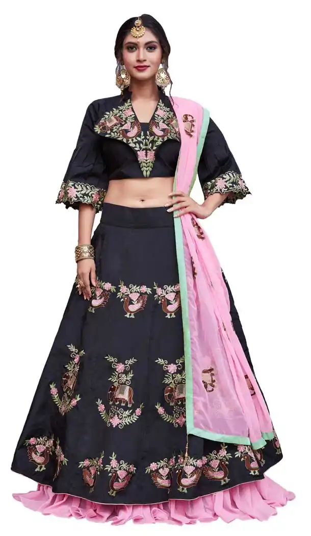 Black Color Art Silk Designer Party Wear Lehenga  | 56906128