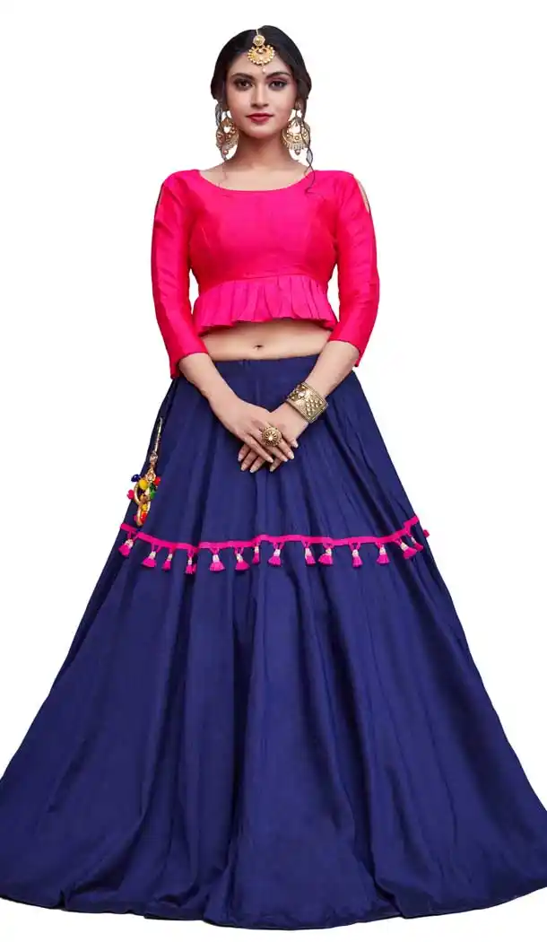 Dark Blue Color Cotton Designer Party Wear Lehenga | 56906129