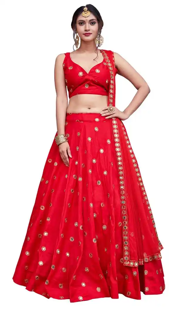 Trendy Red Color Art Silk Designer Party Wear Lehenga | 56906132