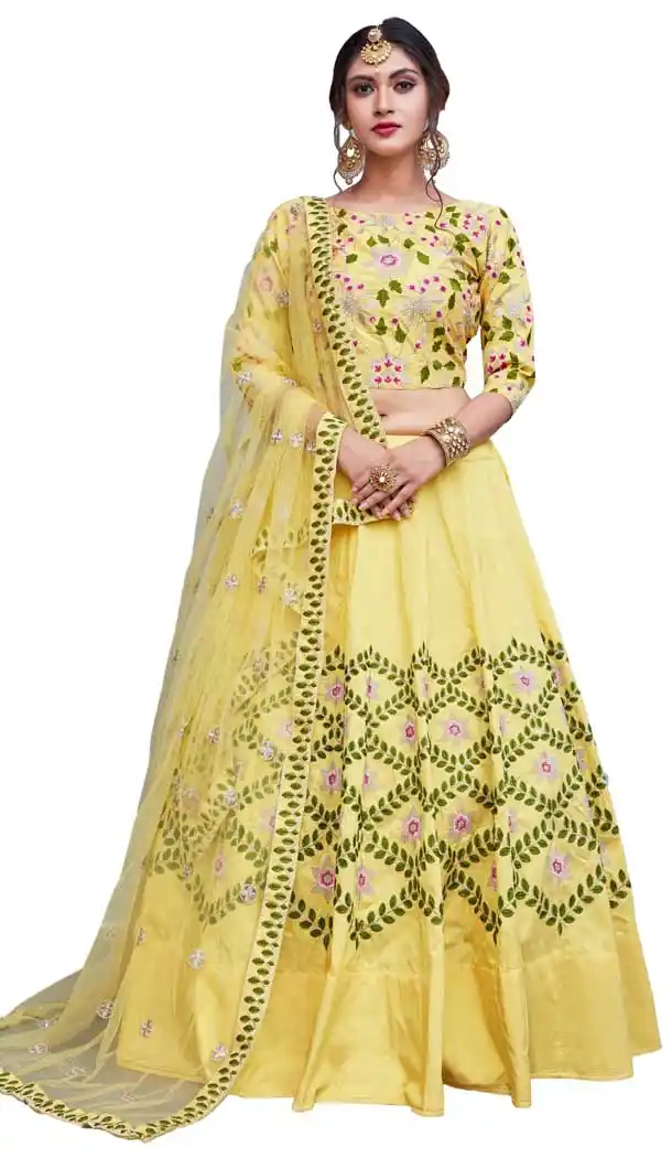 Adorable Light Yellow Color Crepe Silk Designer Party Wear Lehenga | 56906134