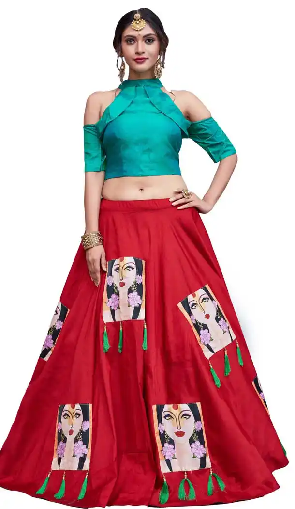 Traditional Red Color Crepe Silk Designer Party Wear Lehenga | 56906135