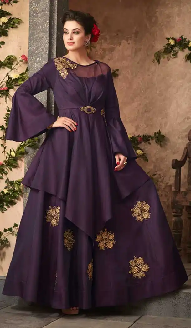 Purple Color Satin Silk Party Wear Readymade Gown | 57446652