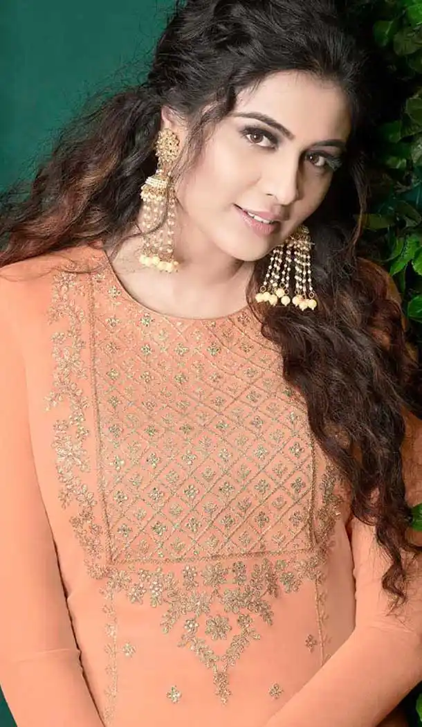 Peach Color Georgette Pakistani Style Palazzo Suit | 57346548