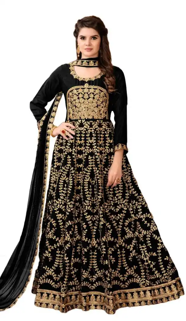 Black Color Art Silk Floor Length Abaya Style Salwar Kameez | 57726939