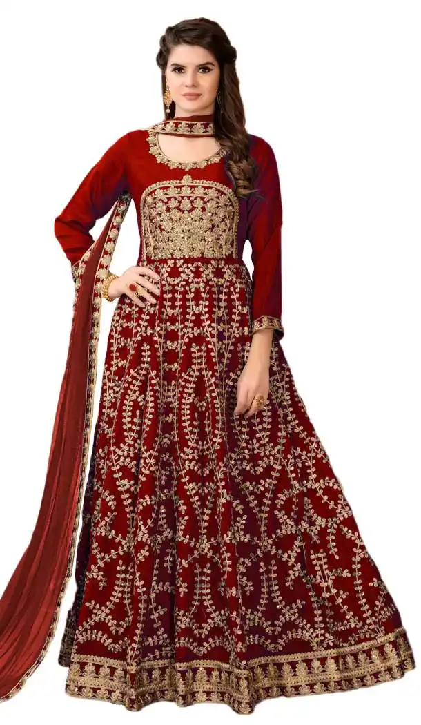 Maroon Color Art Silk Floor Length Abaya Style Salwar Kameez | 57726942