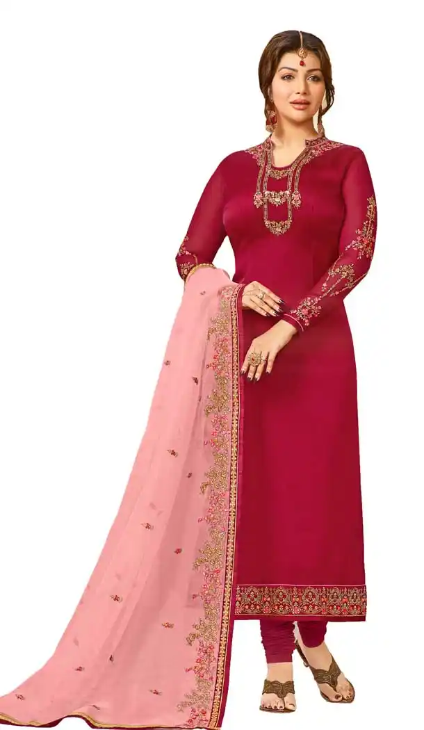 Bollywood Celebrity Ayesha Takia Dark Pink Salwar Kameez | 58077331