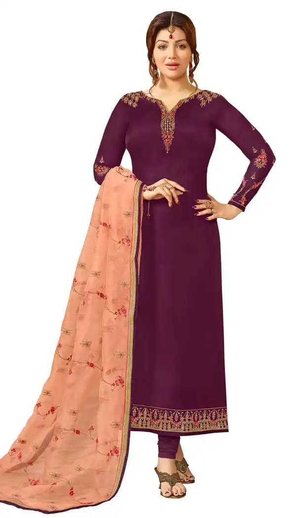 Bollywood Celebrity Ayesha Takia Wine Salwar Kameez | 58077333