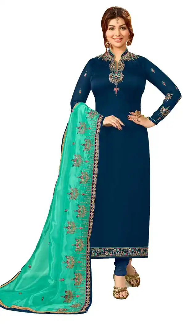 Bollywood Celebrity Ayesha Takia Dark Blue Salwar Kameez | 58077335
