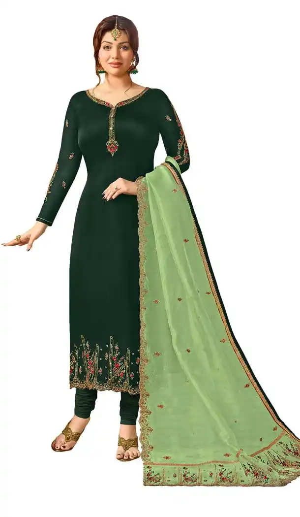 Bollywood Celebrity Ayesha Takia Dark Green Salwar Kameez | 58077338