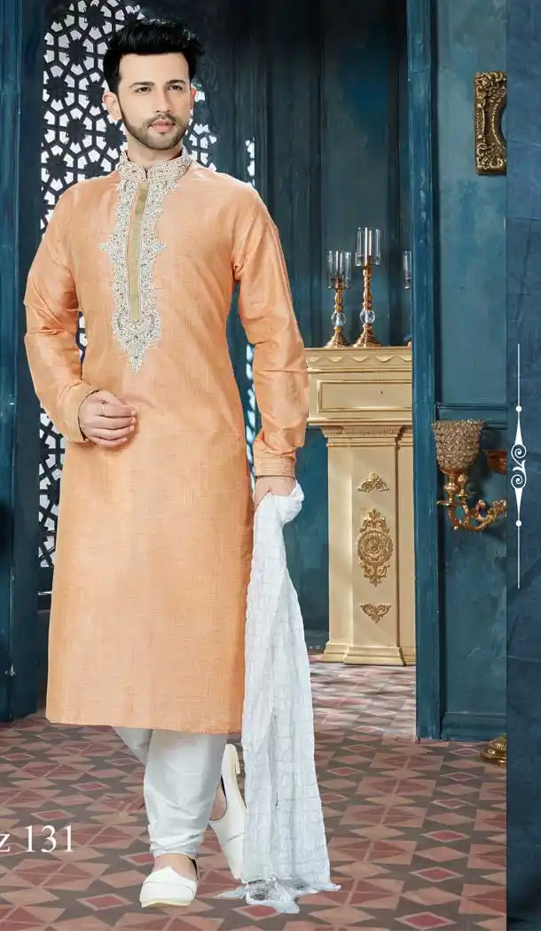 Peach Color Banglore Silk Readymade Kurta Pajama | Vol3R131