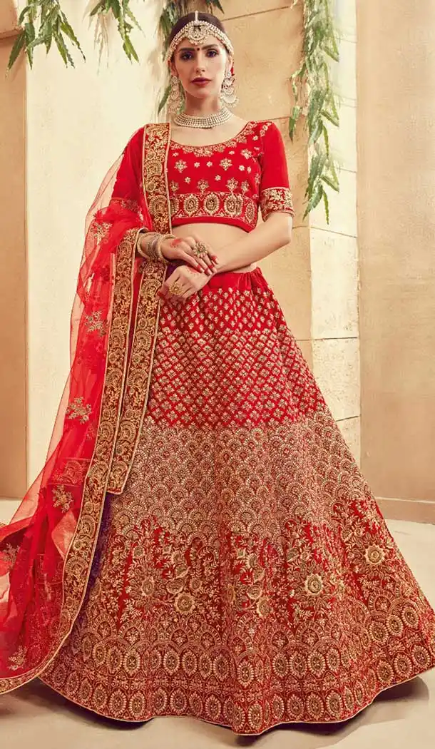 Red Color Silk Heavy Designer Wedding Lehenga Choli | 377045046