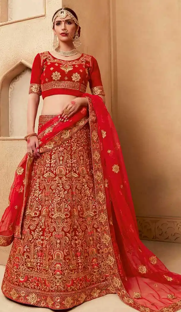 Red Color Silk Heavy Designer Wedding Lehenga Choli | 377045048