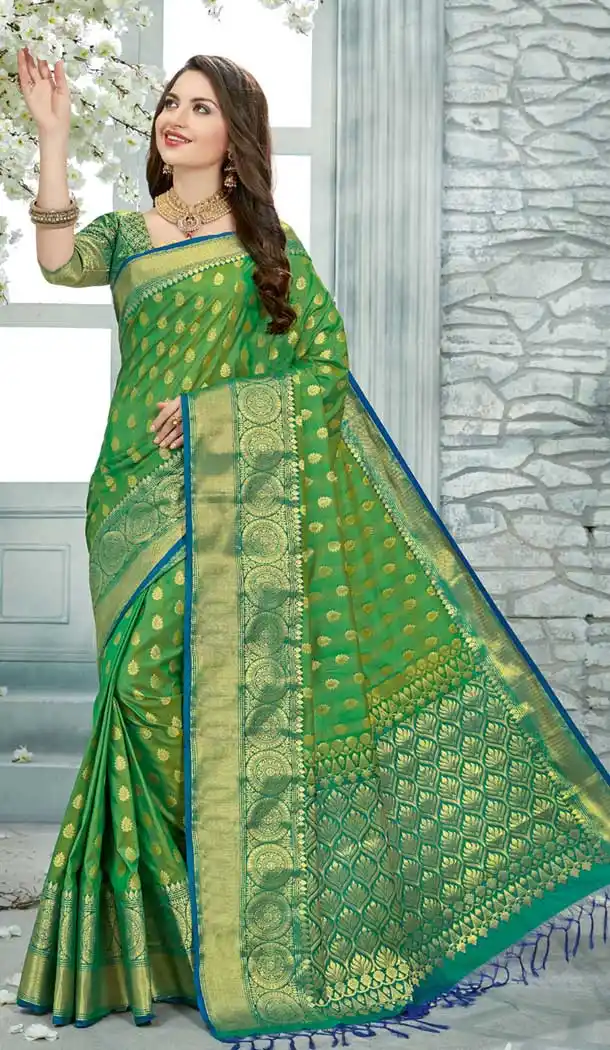 Flamboyant Green Color Uppada Silk Party Wear Sarees | 377645160