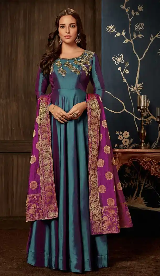 Blue Color Art Silk Party Readymade Gown | 58227492