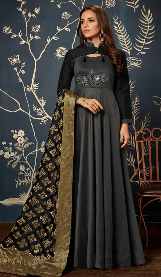 Black Color Art Silk Party Readymade Gown | 58227494