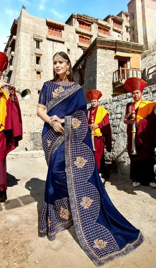 Glamorous Navy Blue Color Sana Silk Treditional Saree | 379145396