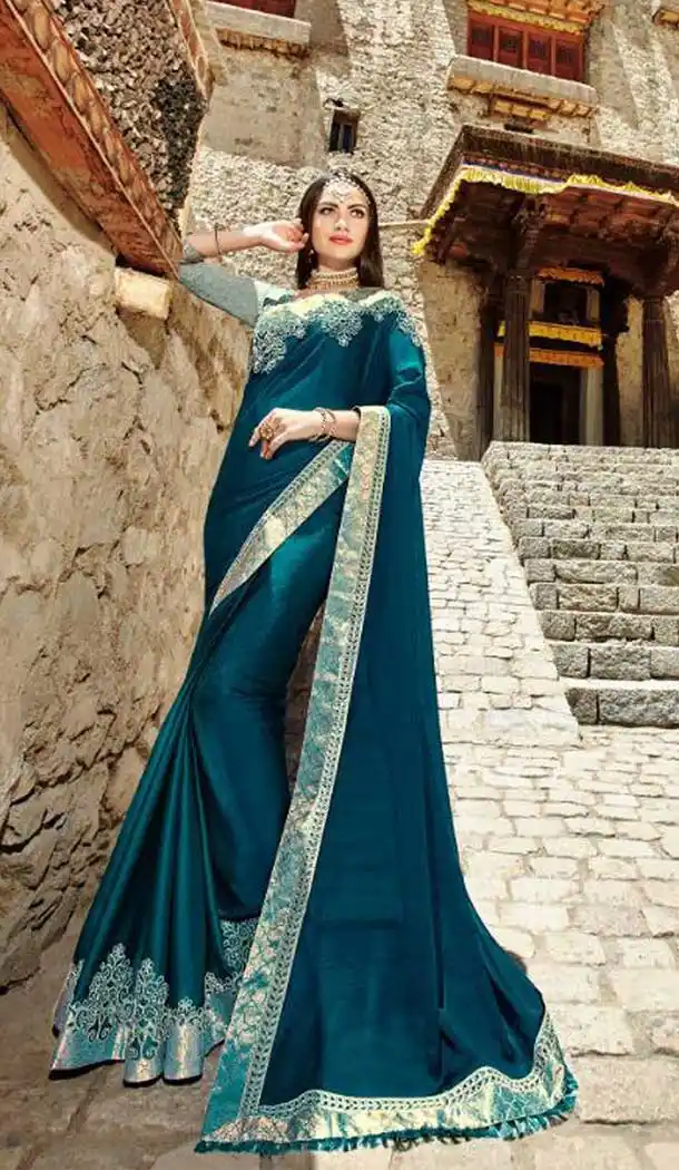 Unique Blue Color Rangoli Treditional Saree Blouse | 379145399