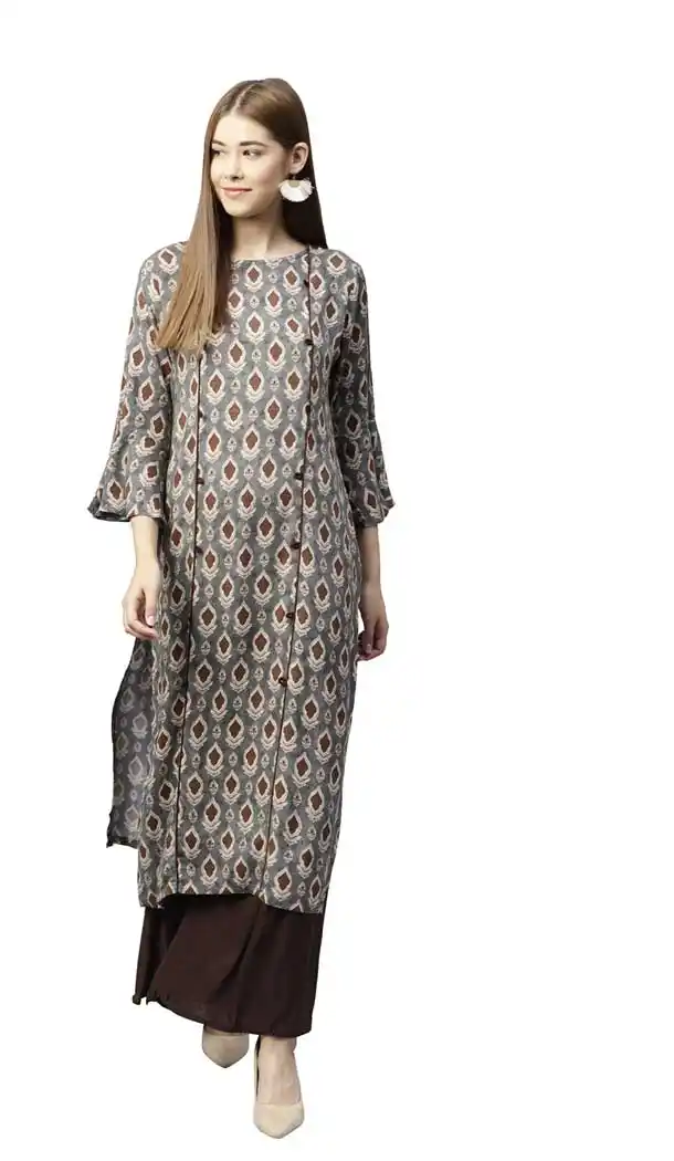 Grey Color Rayon Attractive Look Readymade Kurti | 378145226