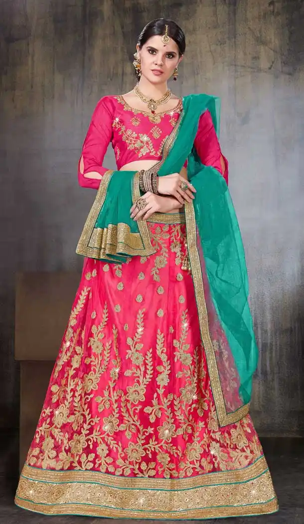 Pink Color Net Party Wear Women Lehenga Choli | 379745462