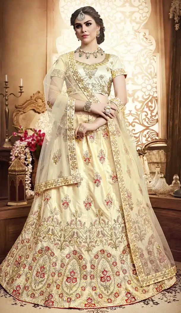 Beige Color Silk Embroidery Designer Lehenga Choli | 380045488