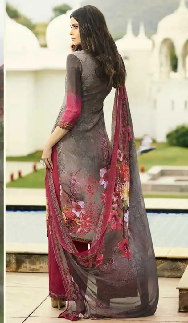 Grey Color Faux Italian crepe Casual Wear Palazzo Suit | 383145791