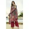 Grey Color Faux Italian crepe Casual Wear Palazzo Suit | 383145791