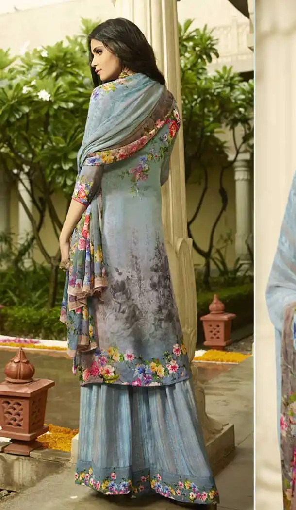 Multi Color Faux Italian crepe Casual Wear Palazzo Suit | 383145792