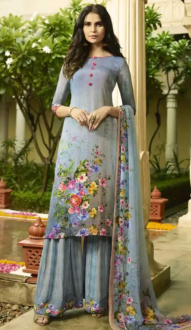 Multi Color Faux Italian crepe Casual Wear Palazzo Suit | 383145792