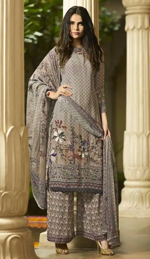 Multi Color Faux Italian crepe Casual Wear Palazzo Suit | 383145794