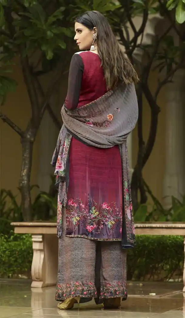Multi Color Faux Italian crepe Casual Wear Palazzo Suit | 383145797
