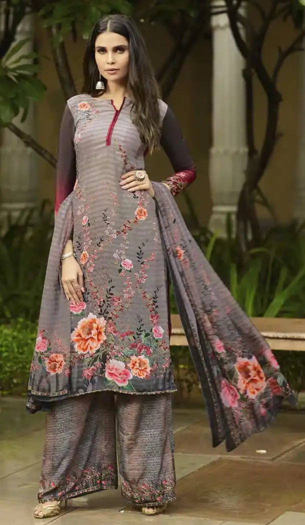 Multi Color Faux Italian crepe Casual Wear Palazzo Suit | 383145797