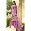 Purple Color Faux Italian crepe Casual Wear Palazzo Suit | 383145798