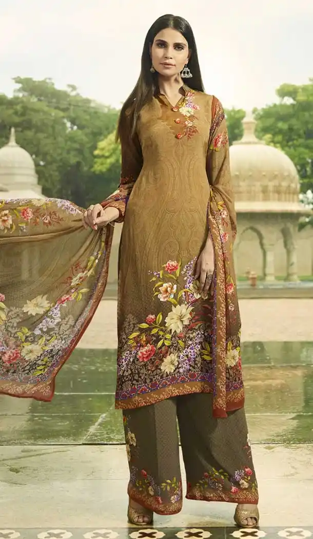 Multi Color Faux Italian crepe Casual Wear Palazzo Suit | 383145799