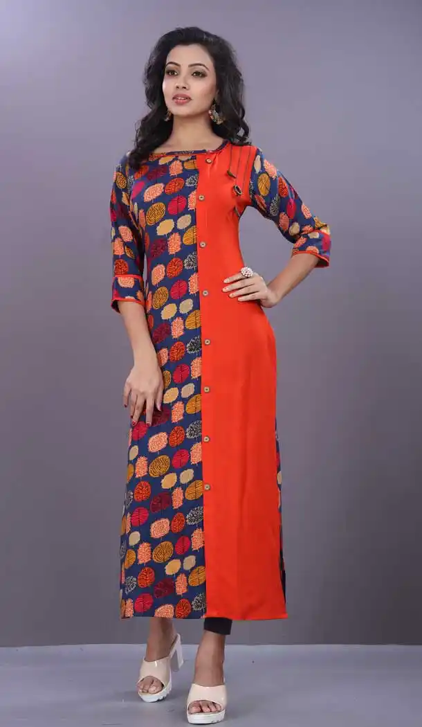 Trendy Multi Color Reyon Exclusive Readymade Designer Kurti | 380345510