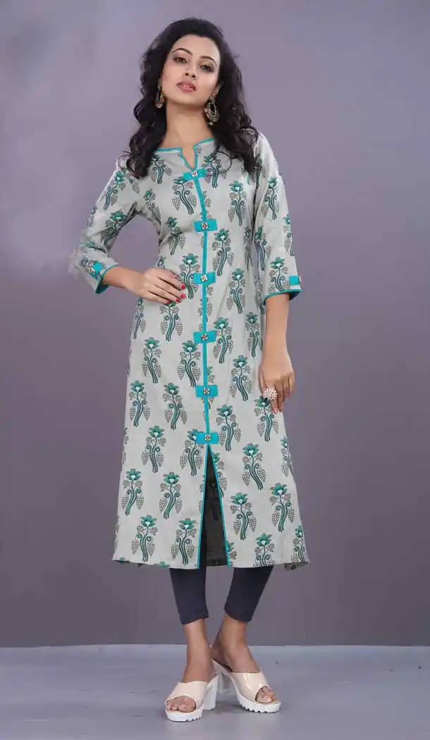 Grey Color Reyon Exclusive Readymade Designer Kurti | 380345513