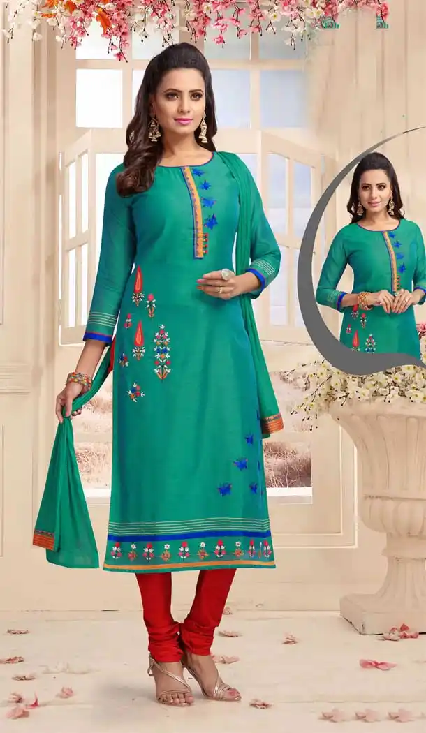 Green Color Chanderi Silk Designer Full Stitched Suits | 381645647