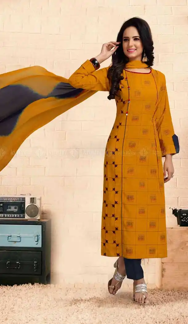 Orange Color Cotton Designer Full Stitched Churidar Suits | 381645658