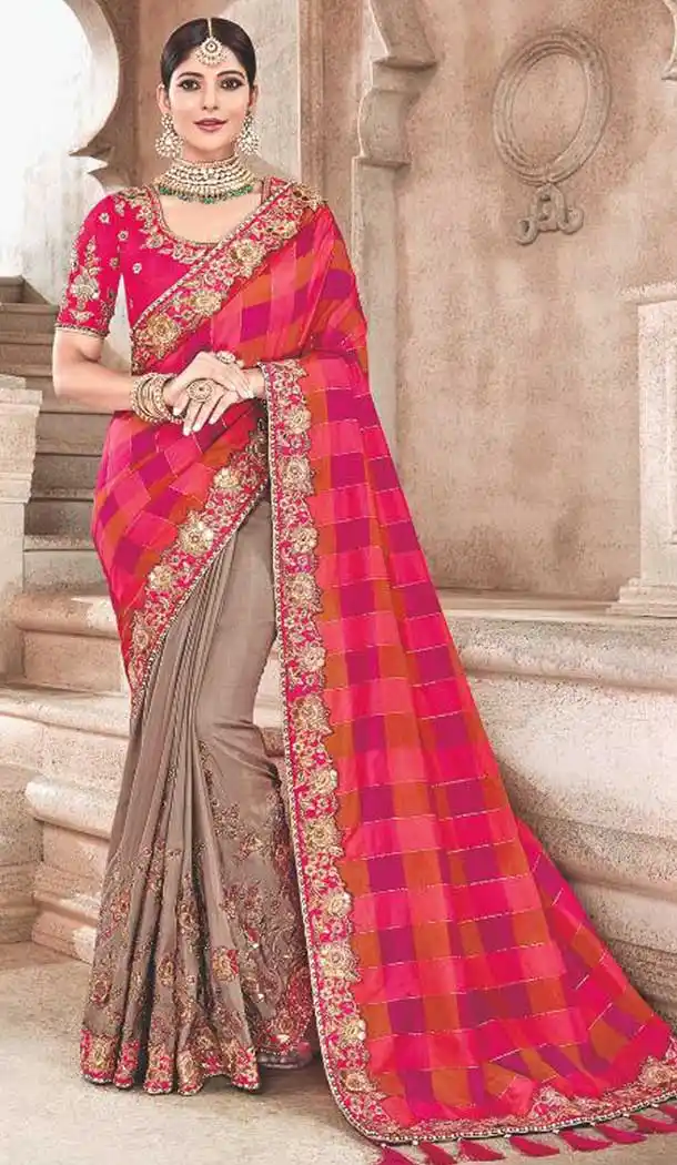 Pink Color Silk Heavy Traditional Designer Saree Blouse | 379245401
