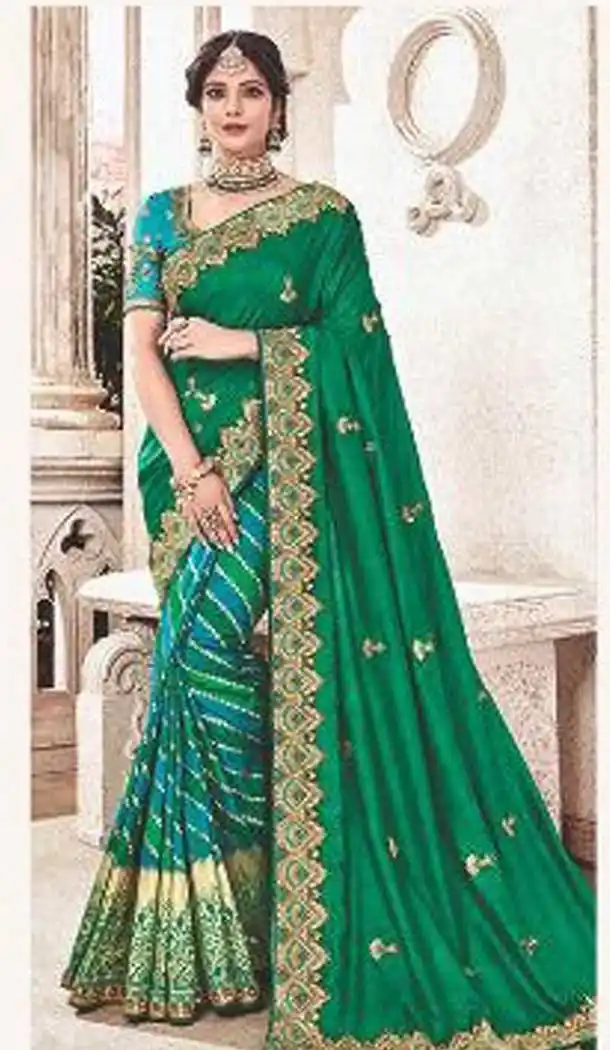 Green Color Silk Heavy Traditional Designer Saree Blouse | 379245402