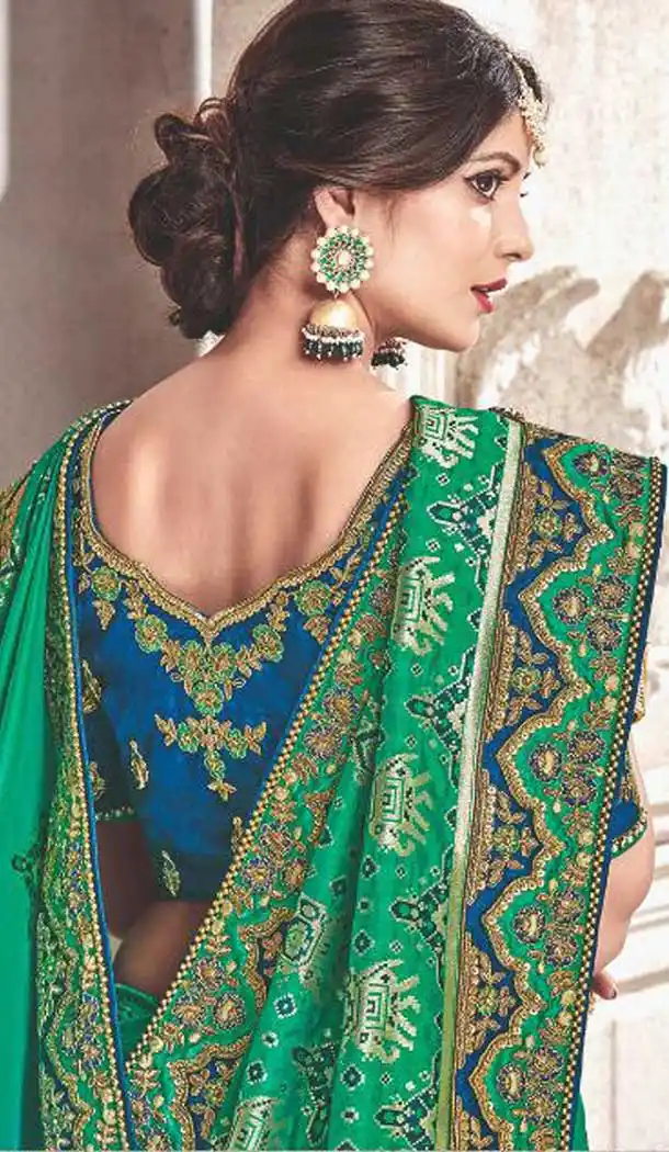 Green Color Silk Heavy Traditional Designer Saree Blouse | 379245406