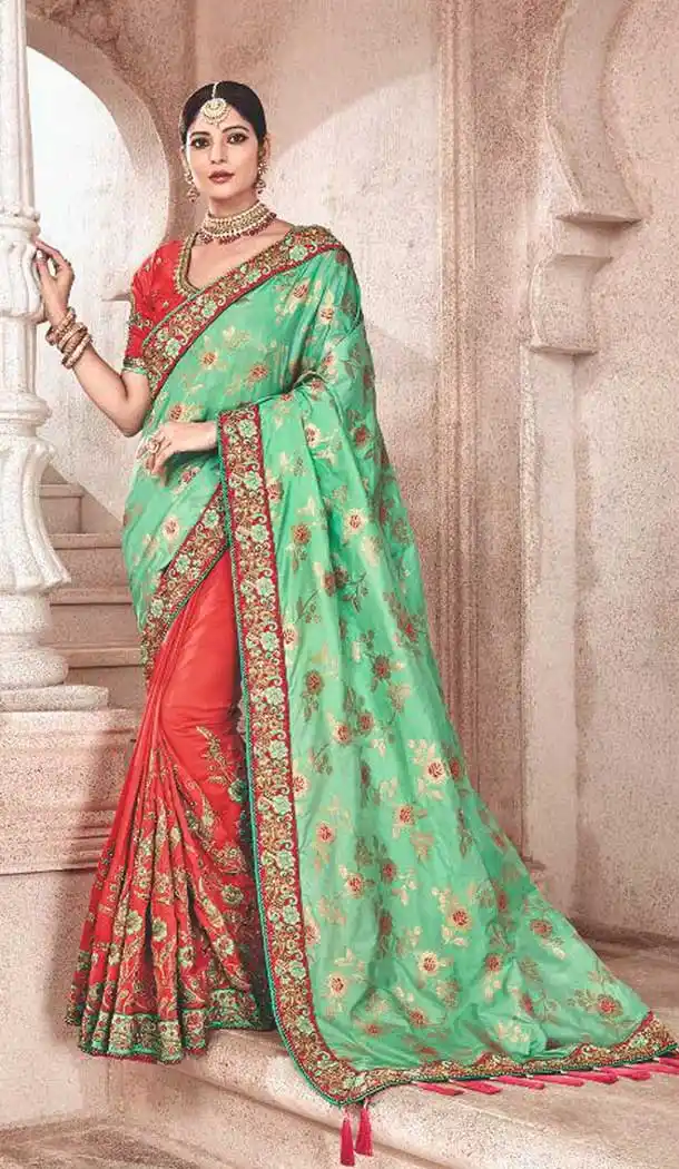 Orange Color Silk Heavy Traditional Designer Saree Blouse | 379245408