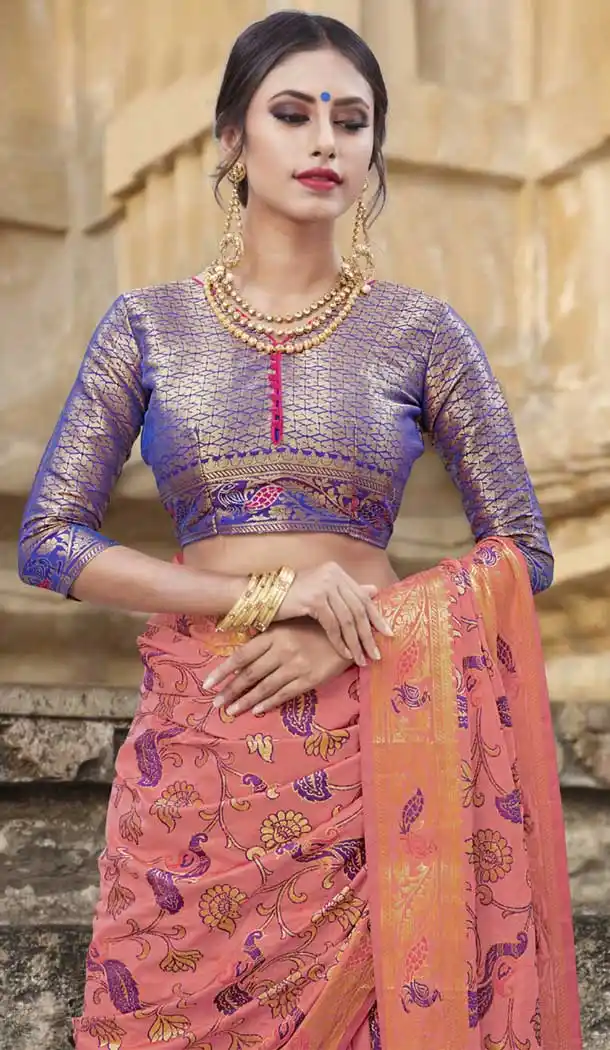 Peach Color Chanderi Silk Kanchipuram Regional Saree | 382745775