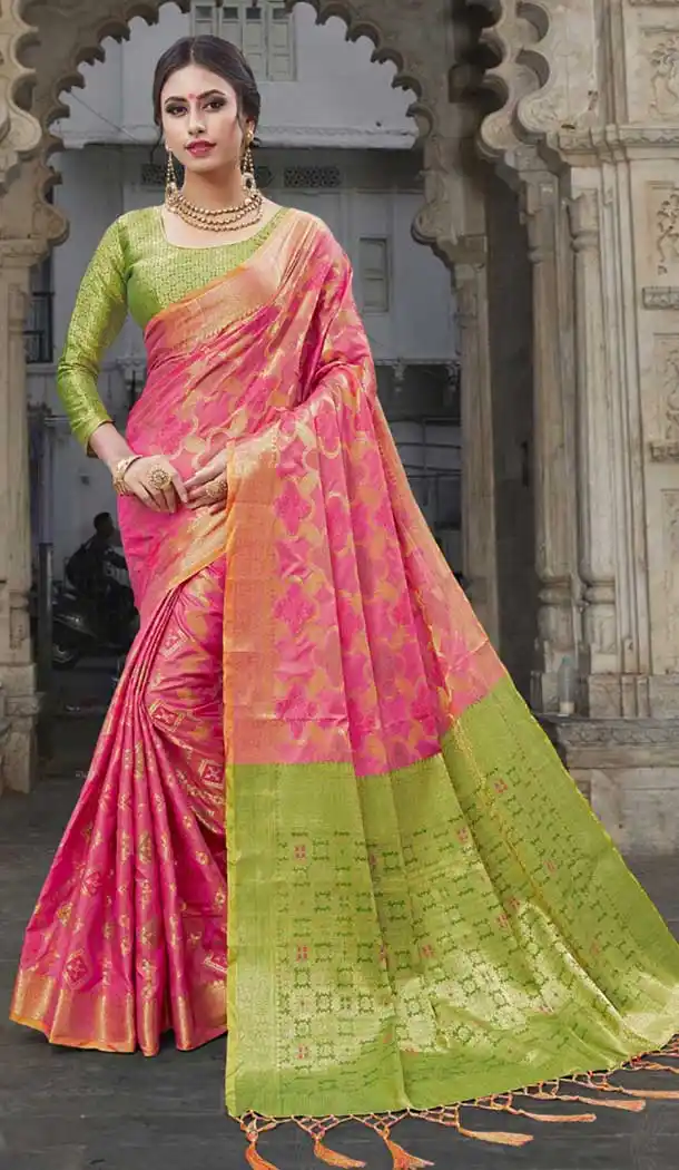 Pink Color Chanderi Silk Kanchipuram Regional Saree | 382745776