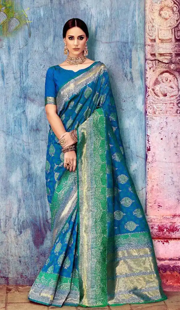 Blue Color Banarasi Silk Designer Traditional Wear Saree - 385446267