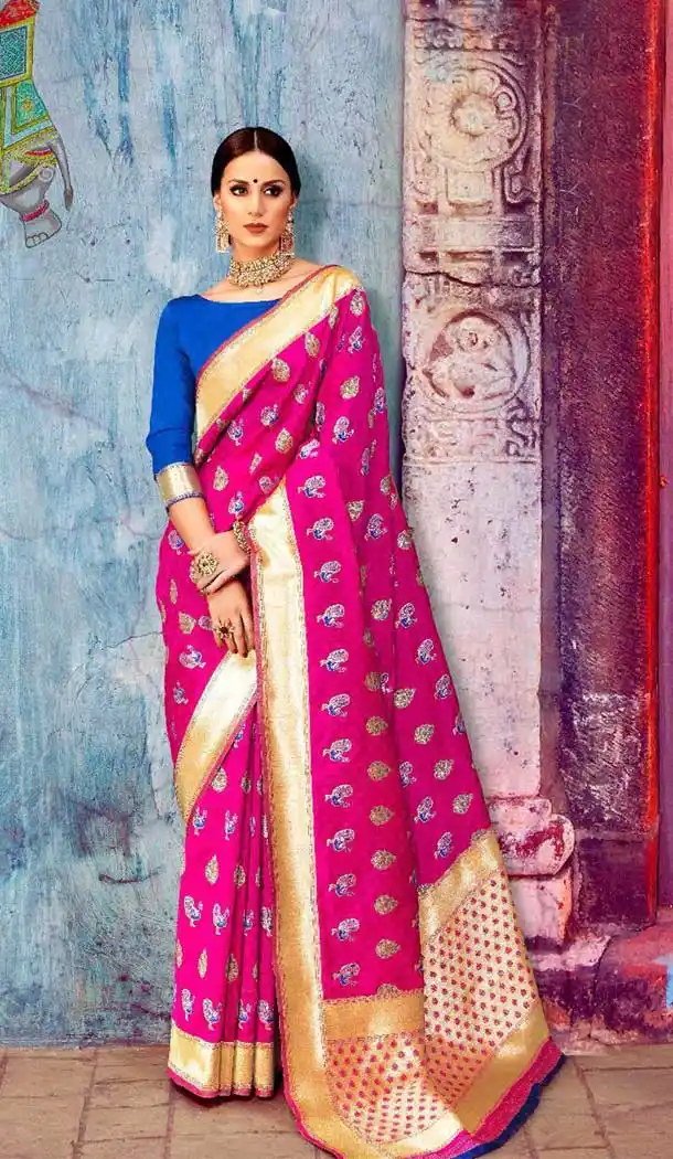 Pink Color Banarasi Silk Designer Traditional Wear Saree - 385446272