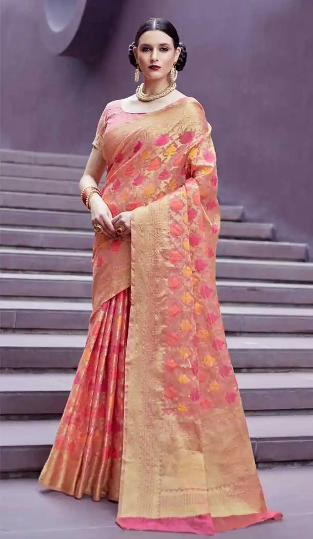 Peach Color Ketaki Silk Casual Wear Saree - 385546282