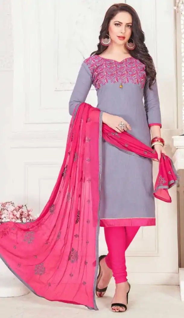 Grey Color South Cotton Formal Office Wear Salwar Kameez - 386046381