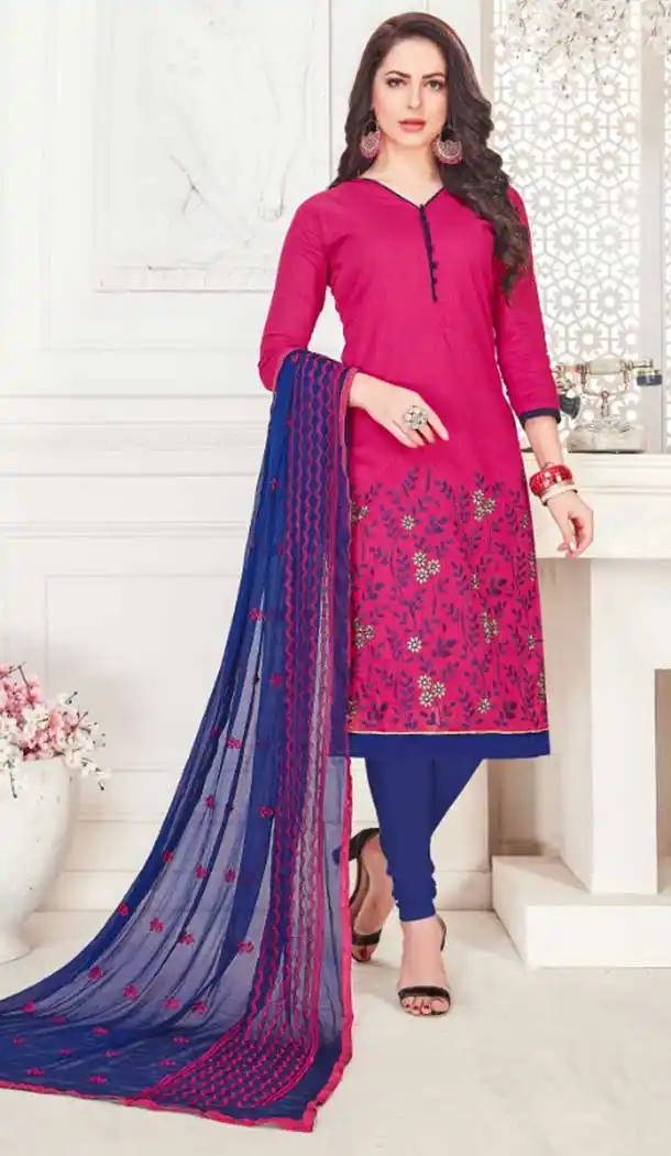 Magenta Color South Cotton Formal Office Wear Salwar Kameez - 386046384